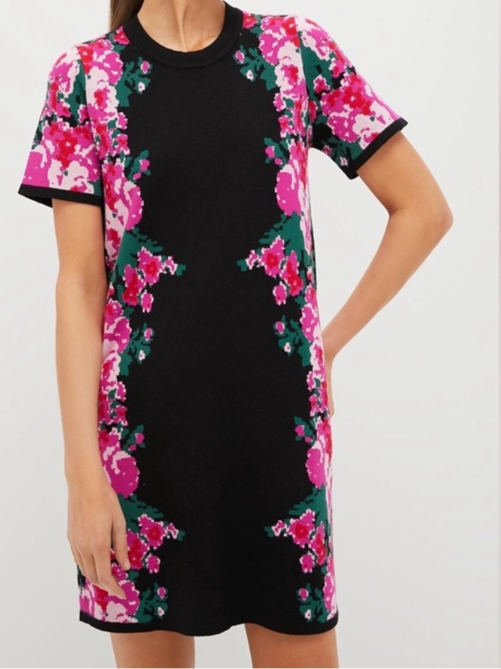 TUCKERNUCK Climbing Roses Knit Jacquard Marie Dress Size S Floral Mini